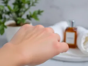 Kobieta z nowoczesną fryzurą typu bob w odcieniu jasnego blondu, prezentująca modną stylizację włosów w salonie fryzjerskim.